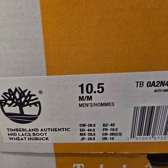 Timberland 7-Eye Authentic Mid Lace Boot Mens Size 10.5 Wheat Nubuck TB0A2N4C754 - Picture 8 of 14